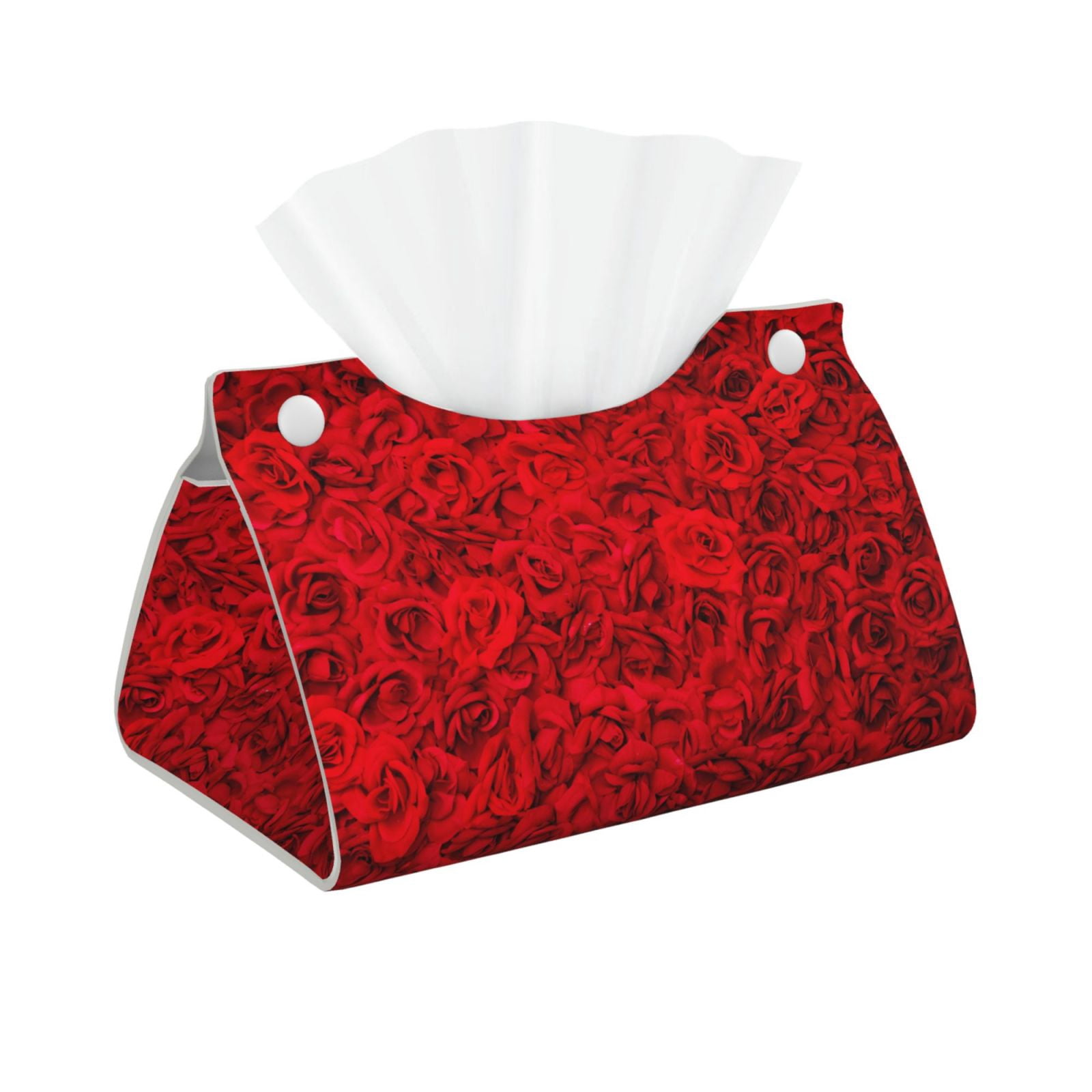 Uemuo Red Rose Pattern Tissue Box Cover Holder, Triangle with Bottom ...