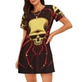 thumbnail image 1 of Uemuo Red Skull Spider Pattern Women’s Nightdress – Casual Sleep Shirt, Soft Relaxed Fit Short-Sleeved Cotton Sleepwear for Home, Bedtime, and Lounging, 1 of 6