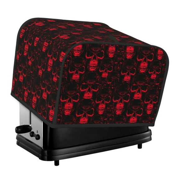 Uemuo Red Skulls 2 Print Toaster Cover 4 Slice, Small Kitchen Appliance Covers, Toaster Oven Cover with Loop, Bread Machine Cover Dust Cover Protection