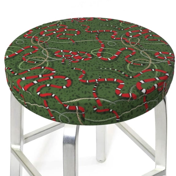 Uemuo Red Snake Pattern Round Bar Stool Seat Covers Washable Stool Cushion Slipcover Elastic Bar Chair Covers-