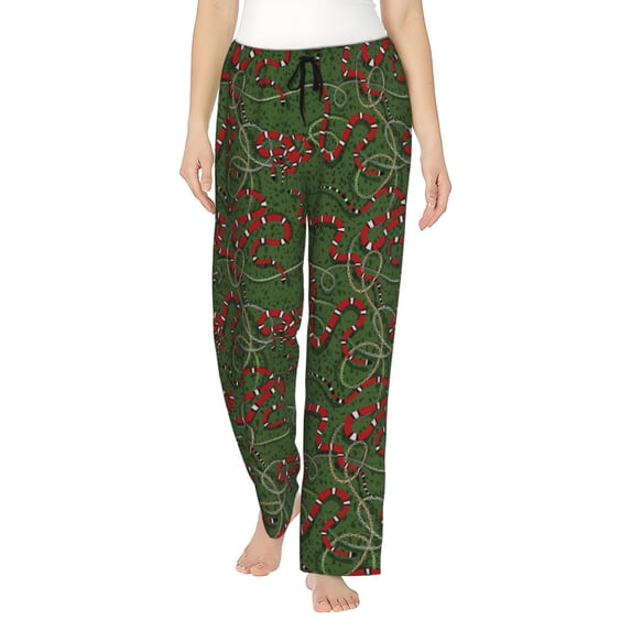 Uemuo Red Snake Pattern Women's Wide Leg Palazzo Lounge Pants with Pockets Light Weight Loose Comfy Casual Pajama Pants-Small