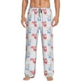 thumbnail image 1 of Uemuo Red Squirrel And Blue Rabbit Pattern Men's Wide Leg Palazzo Lounge Pants with Pockets Light Weight Loose Comfy Casual Pajama Pants-Large, 1 of 9