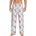 thumbnail image 1 of Uemuo Red Squirrel And Blue Rabbit Pattern Men's Wide Leg Palazzo Lounge Pants with Pockets Light Weight Loose Comfy Casual Pajama Pants-X-Large, 1 of 9