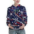 thumbnail image 1 of Uemuo Red White Blue Fireworks 1 Pattern Women's Hoodie with Eye-catching Drawstrings- Casual Pullover Hoodie with Kangaroo Pocket, Stylish Hooded Sweatshirt-Small, 1 of 7