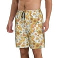 thumbnail image 1 of Uemuo Retro 70s 60s Flower Pattern Men's Swim Trunks Hawaiian Beach Bathing Suit Swimsuits Beach Quick-Dry Shorts with Pockets-X-Large, 1 of 9
