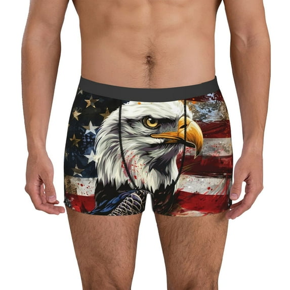 Uemuo Retro American Eagle A Pattern Men's Boxer Briefs,Trunk Anti-Chafing,Comfortable, Durable, and Stylish Underwear-