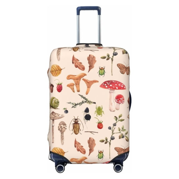 Uemuo Retro Autum Mushrooms Printed Washable Luggage Cover - Fashion Suitcase Protector Fits 18-32 Inch Luggage -