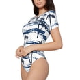 thumbnail image 1 of Uemuo Retro Coconut Tree Pattern Women's One Piece Short Sleeve Swimsuit Rash Guard Surfing Modest Quick-drying Swimsuit Beach Essentials-XX-Large, 1 of 9