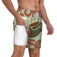 thumbnail image 1 of Uemuo Retro Cover For Coffee Pattern Mens Swim Trunks Quick Dry Board Shorts with Mesh Lining, Stretch Beach Shorts Quick Dry No-Chafing Board Shorts-3X-Large, 1 of 9