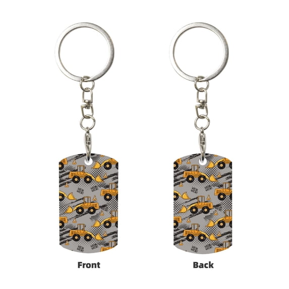 Uemuo Retro Excavator Pattern Rectangular Metal Keychain - Durable, Stylish, and Personalized Key Ring for Men and Women,Engraved Keychain,Gift Slim Sturdy Keychain
