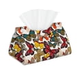 thumbnail image 1 of Uemuo Retro Floral Butterfly Pattern Tissue Box Cover Holder, Triangle with Bottom Belt - PVC Leather Decorative Organizer for Tabletop, Bathroom, Car, Office, 1 of 9