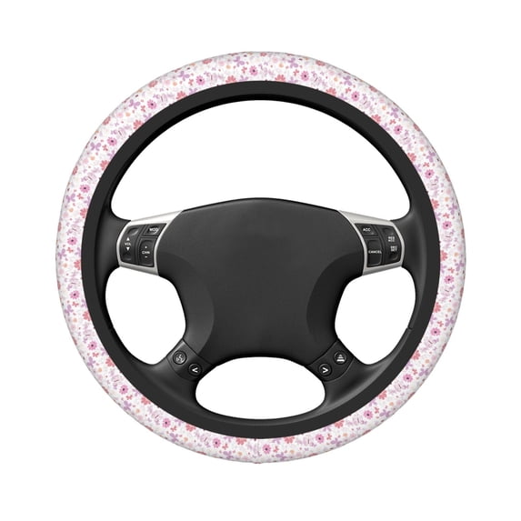 Uemuo Retro Floral Printed Car Elastic Steering Wheel Cover - Universal Car Accessory for Diverse Cars Anti-Slip, and Comfortable- 15"
