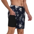 thumbnail image 1 of Uemuo Retro Flower Pattern Mens Swim Trunks Quick Dry Board Shorts with Mesh Lining, Stretch Beach Shorts Quick Dry No-Chafing Board Shorts-Small, 1 of 9