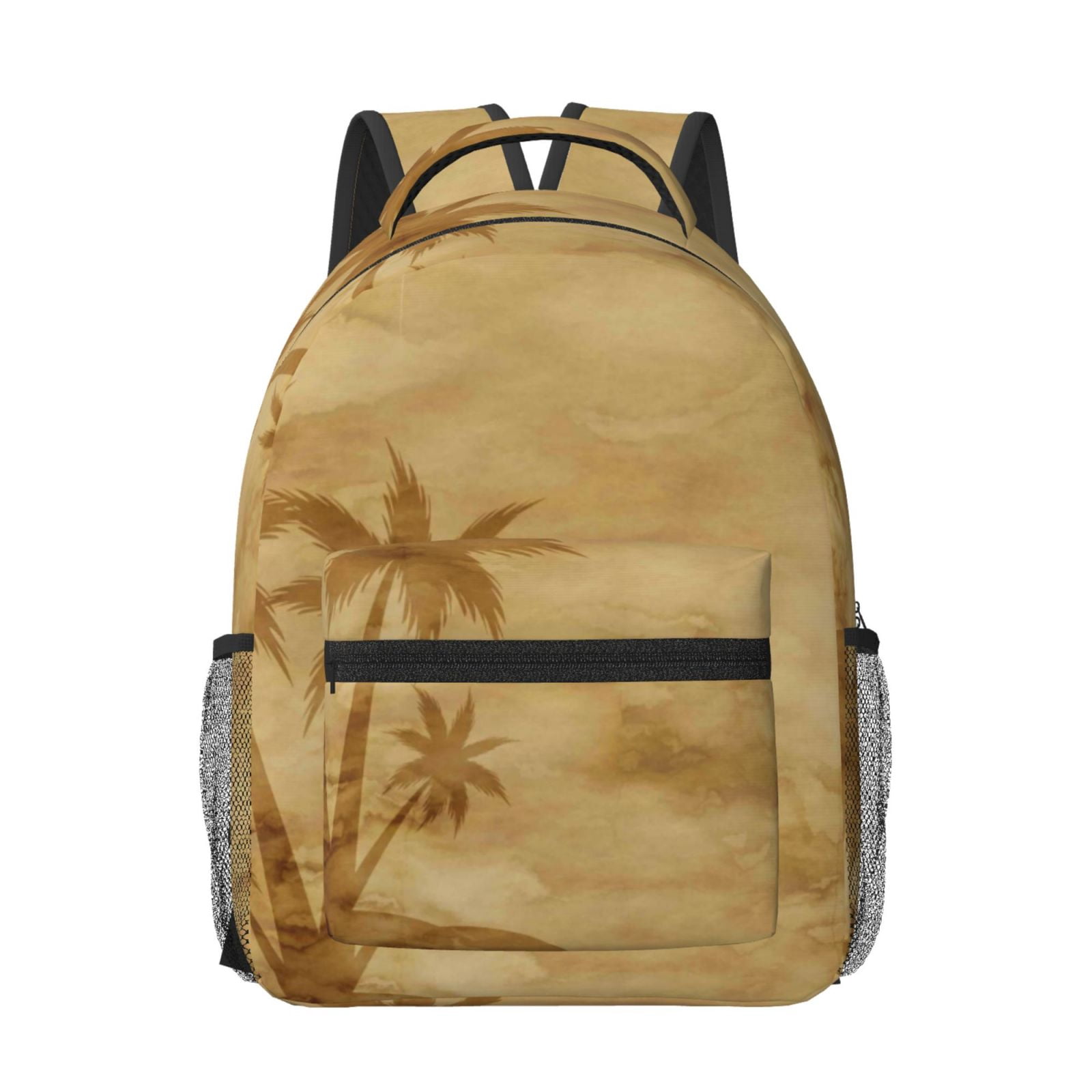 Uemuo Retro Palm Tree Printed Student Durable Water-resistant Backpack ...