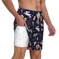 thumbnail image 1 of Uemuo Retro Rabbit Flower Pattern Mens Swim Trunks Quick Dry Board Shorts with Mesh Lining, Stretch Beach Shorts Quick Dry No-Chafing Board Shorts-3X-Large, 1 of 9