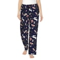 thumbnail image 1 of Uemuo Retro Rabbit Flower Pattern Women's Wide Leg Palazzo Lounge Pants with Pockets Light Weight Loose Comfy Casual Pajama Pants-, 1 of 9