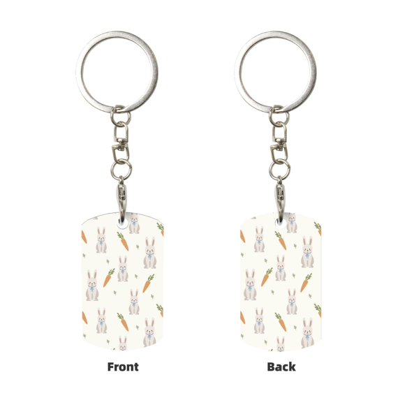 Uemuo Retro Rabbit Pattern Rectangular Metal Keychain - Durable, Stylish, and Personalized Key Ring for Men and Women,Engraved Keychain,Gift Slim Sturdy Keychain