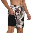 thumbnail image 1 of Uemuo Retro Red Black Roses Pattern Mens Swim Trunks Quick Dry Board Shorts with Mesh Lining, Stretch Beach Shorts Quick Dry No-Chafing Board Shorts-, 1 of 9