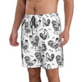 thumbnail image 1 of Uemuo Retro Rooster Pattern Men's Swim Trunks Hawaiian Beach Bathing Suit Swimsuits Beach Quick-Dry Shorts with Pockets-Large, 1 of 9