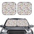thumbnail image 1 of Uemuo Retro Style Printed 2 PCS Car Windshield Sun Shade, Auto Sun Heat and UV Rays Blocker, Foldable Automotive Front Window Sunshade Protector, 1 of 7