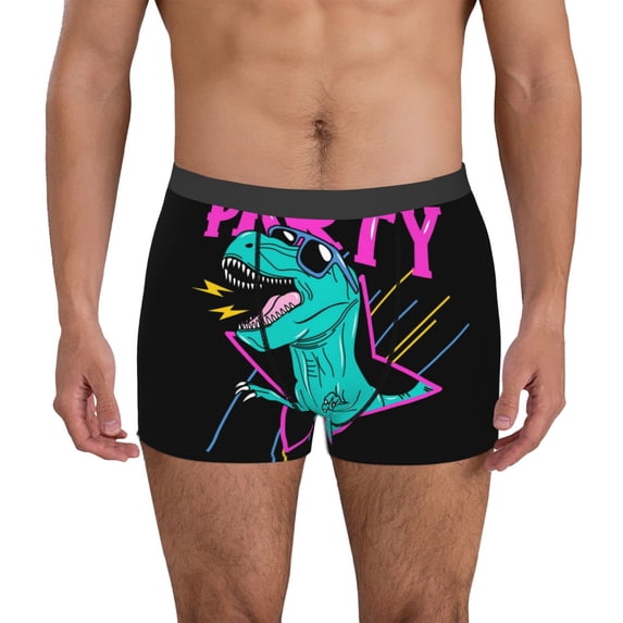 Uemuo Rex Dinosaur With Sunglasses Pattern Men's Boxer Briefs,Trunk Anti-Chafing,Comfortable, Durable, and Stylish Underwear-Large
