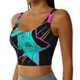 thumbnail image 1 of Uemuo Rex Dinosaur With Sunglasses Pattern Women's Sports Bra - High Impact Support, Breathable, and Comfortable Athletic Bra for Running, Yoga, and Workouts, 1 of 9