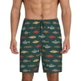 thumbnail image 1 of Uemuo River Freshwater Fish Pattern Men's Short Pajama Pants – Soft & Breathable Lounge Shorts, Elastic Waistband with Pockets, Lightweight Sleepwear for All-Season Comfort-Large, 1 of 6