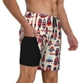 thumbnail image 1 of Uemuo Rocket Pattern Pattern Mens Swim Trunks Quick Dry Board Shorts with Mesh Lining, Stretch Beach Shorts Quick Dry No-Chafing Board Shorts-, 1 of 9