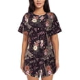 thumbnail image 1 of Uemuo Romantic Paris Pattern Women's Short-Sleeved Pajama, Button-Front Loungewear, 2-Piece Summer Sleepwear, Elastic Drawstring Shorts-Large, 1 of 7