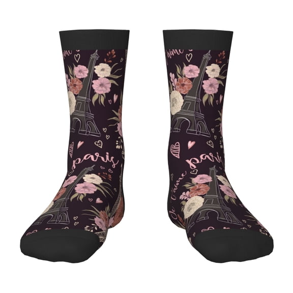 Uemuo Romantic Paris Printed Kids Boys Socks Seamless Crew Socks Crazy Funny Athletic Sport Socks for Children