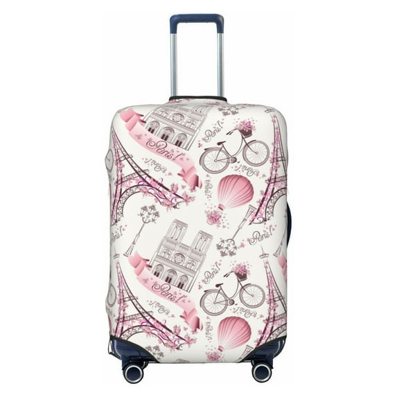 Uemuo Romantic Travel In Paris Printed Washable Luggage Cover - Fashion Suitcase Protector Fits 18-32 Inch Luggage -Small