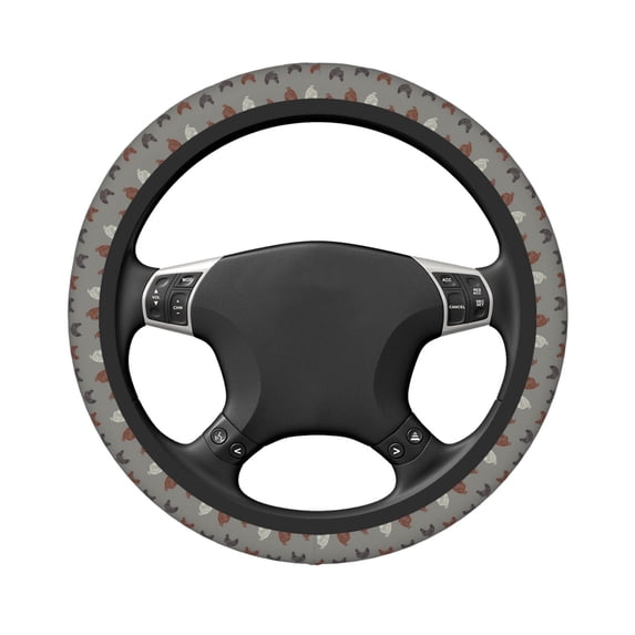 Uemuo Rooster Printed Car Elastic Steering Wheel Cover - Universal Car Accessory for Diverse Cars Anti-Slip, and Comfortable- 15"