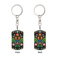 thumbnail image 1 of Uemuo Roosters and Flowers Pattern Rectangular Metal Keychain - Durable, Stylish, and Personalized Key Ring for Men and Women,Engraved Keychain,Gift Slim Sturdy Keychain, 1 of 7