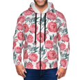 thumbnail image 1 of Uemuo Rose Flowers for Men's Fashion Full-zip Hoodies & Sweatshirts with Kangaroo Pocket, Zip-up Hooded Sweatshirt, Moisture Wicking & Breathable-X-Large, 1 of 5