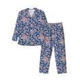 thumbnail image 1 of Uemuo Rose Flowers Pattern 2-Piece Loungewear Set - Men’s Soft Sleepwear, Cozy Winter PJs, Comfy Sleep Set-Large, 1 of 7
