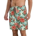 thumbnail image 1 of Uemuo Rose Flowers Pattern Men's Swim Trunks Hawaiian Beach Bathing Suit Swimsuits Beach Quick-Dry Shorts with Pockets-3X-Large, 1 of 9