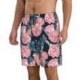 thumbnail image 1 of Uemuo Rose Flowers Pattern Men's Swim Trunks Hawaiian Beach Bathing Suit Swimsuits Beach Quick-Dry Shorts with Pockets-Large, 1 of 9