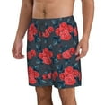 thumbnail image 1 of Uemuo Rose Flowers Pattern Men's Swim Trunks Hawaiian Beach Bathing Suit Swimsuits Beach Quick-Dry Shorts with Pockets-Small, 1 of 9