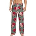 thumbnail image 1 of Uemuo Rose Flowers Pattern Men's Wide Leg Palazzo Lounge Pants with Pockets Light Weight Loose Comfy Casual Pajama Pants-Large, 1 of 9