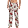 thumbnail image 1 of Uemuo Rose Flowers Pattern Men's Wide Leg Palazzo Lounge Pants with Pockets Light Weight Loose Comfy Casual Pajama Pants-Medium, 1 of 9