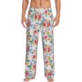thumbnail image 1 of Uemuo Rose Flowers Pattern Men's Wide Leg Palazzo Lounge Pants with Pockets Light Weight Loose Comfy Casual Pajama Pants-Small, 1 of 9