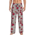 thumbnail image 1 of Uemuo Rose Flowers Pattern Men's Wide Leg Palazzo Lounge Pants with Pockets Light Weight Loose Comfy Casual Pajama Pants-X-Large, 1 of 9