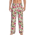 thumbnail image 1 of Uemuo Rose Flowers Pattern Men's Wide Leg Palazzo Lounge Pants with Pockets Light Weight Loose Comfy Casual Pajama Pants-X-Large, 1 of 9