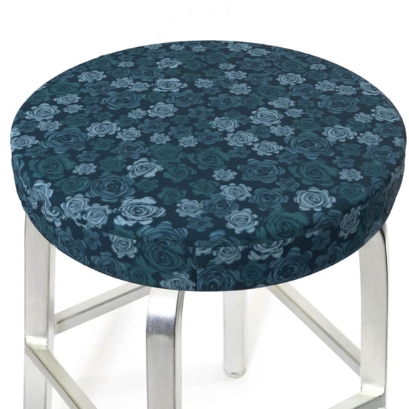 Uemuo Rose Flowers Pattern Round Bar Stool Seat Covers Washable Stool Cushion Slipcover Elastic Bar Chair Covers-