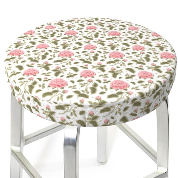 Uemuo Rose Flowers Pattern Round Bar Stool Seat Covers Washable Stool Cushion Slipcover Elastic Bar Chair Covers-