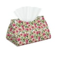 thumbnail image 1 of Uemuo Rose Flowers Pattern Tissue Box Cover Holder, Triangle with Bottom Belt - PVC Leather Decorative Organizer for Tabletop, Bathroom, Car, Office, 1 of 9