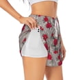 thumbnail image 1 of Uemuo Rose Flowers Pattern Women's Athletic Shorts High Waisted Running Shorts with Liner Pockets Gym Elastic Workout Shorts-Large, 1 of 9