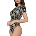 thumbnail image 1 of Uemuo Rose Flowers Pattern Women's One Piece Short Sleeve Swimsuit Rash Guard Surfing Modest Quick-drying Swimsuit Beach Essentials-Large, 1 of 9