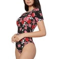 thumbnail image 1 of Uemuo Rose Flowers Pattern Women's One Piece Short Sleeve Swimsuit Rash Guard Surfing Modest Quick-drying Swimsuit Beach Essentials-XX-Large, 1 of 9