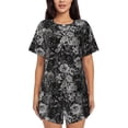 thumbnail image 1 of Uemuo Rose Flowers Pattern Women's Short-Sleeved Pajama, Button-Front Loungewear, 2-Piece Summer Sleepwear, Elastic Drawstring Shorts-4X-Large, 1 of 7